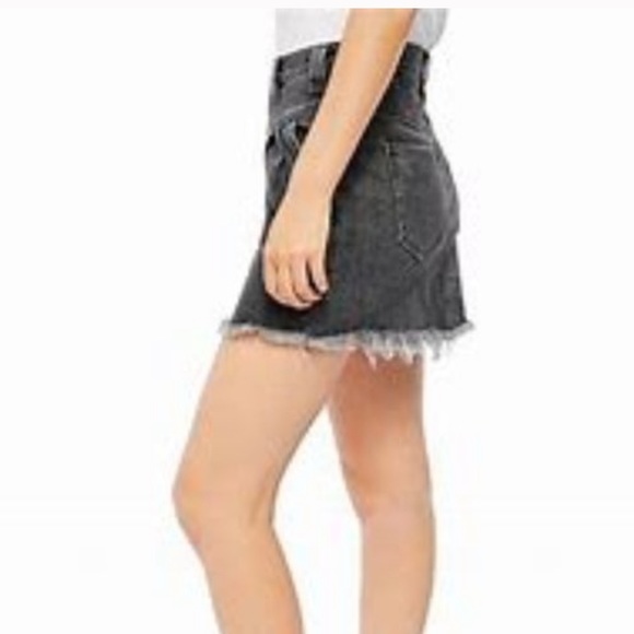 Free People Faded Black Frayed Hem Sidecar Distressed Mini Skirt - Picture 3 of 7